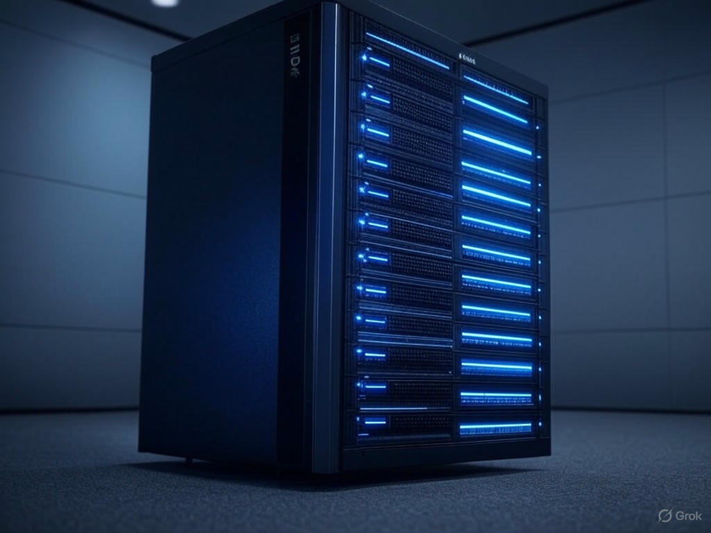 Logo AMD sáng trên nền văn phòng hiện đại, tượng trưng cho sự đổi mới trong lĩnh vực AI.