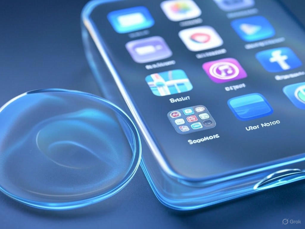 Giao diện Liquid Glass mới của Apple trên iOS 26 với các hiệu ứng trong suốt và phản chiếu ánh sáng.