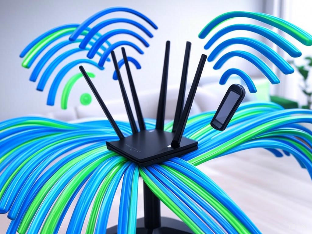 Router TP-Link Archer AX55 đặt trên bàn, thể hiện khả năng phủ sóng Wi-Fi trong không gian nhà.