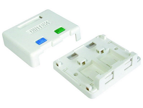 Ổ mạng nổi 2 port Dintek - Surface mount box (1301-02013)